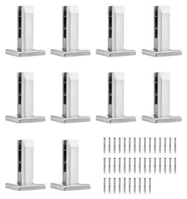 Image de Pince à verre VEVOR, 10 pièces de support carré pour balustrade en verre pour verre trempé 0,31"-0,47", pince de montage pour verre en acier inoxydable 304, support d'étagère en verre de 0,12" d'épaisseur pour balcon, jardin, escalier, argent