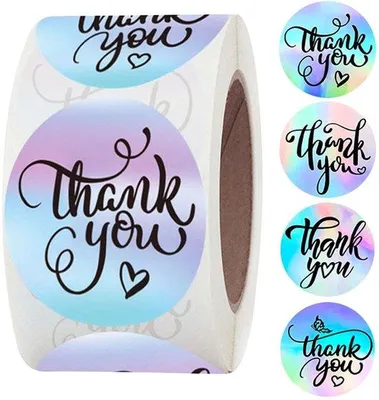Produktbild von Famanu Thank You Sticker Holografisch - 500 Stück