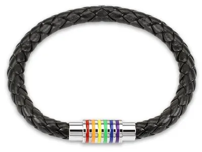 Produktbild von Lederarmband „Regenbogen Gay Schmuck“: Herren Armband mit Magnetverschluss