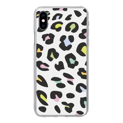 Produktbild von MuchoWow® Handyhülle Schutzhülle Hülle für iPhone Xs Pantherdruck - Farben - Schwarz Silikon Softcase Handy Hülle - Handytasche