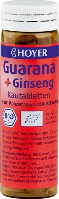 Zdjęcie produktu dla TABLETKI DO ŻUCIA GUARANA + ŻEŃ-SZEŃ30 g (60 sztuk) - HOYER