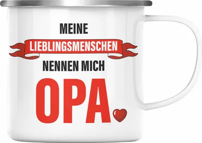 Produktbild von Trendation - Opa Geschenke Geschenk Emaille Tasse mit Spruch Opa Geschenkidee Nichte Enkel Vatertag Großvater (Silber)