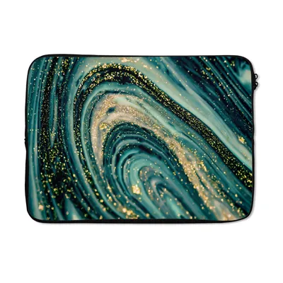 Produktbild von MuchoWow® Laptop Hülle 14 ZollMarmoroptik - Luxus - Gold - Türkis - Glitzer Laptoptasche - Laptoptasche - Stoßsicher - Schutzhaube