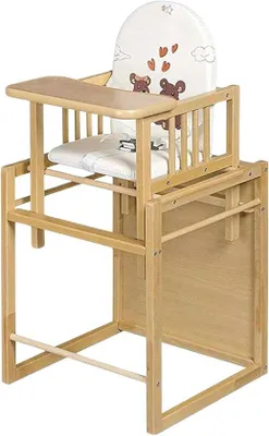 Produktbild von Kinderhochstuhl kombiniert - Kinderstuhl aus Holz mit Tisch, sicher und verstellbar, leicht zu montieren