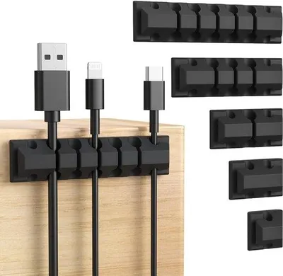 Produktbild von Famanu Kabelhalter Set von 5 Stück, selbstklebende Kabelclips für Kabelmanagement, schwarz