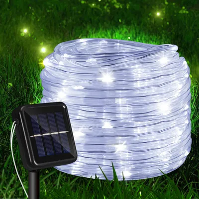 Produktbild von Peviasot Solar LED Lichterkette ,Außen Garten Balkon Terrasse, mit Solarpanel und Erdspieß 20m Kaltweiß