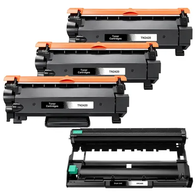 Produktbild von D&C 3 x TN2420 TN-2410 Toner + 1x DR2400 Trommel Kompatible für Brother DR2400 und TN2420 TN2410 Toner für Brother MFC-L2750DW DCP-L2530DW HL-L2350DW