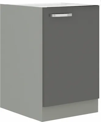 Produktbild von Küchenschrank Hochglanz Grey Bianca, 40 x 82 x 50 cm (BxHxT), mit Dämpfer-Scharnieren, ohne Arbeitsplatte, aus Spanplatte, Folie, ABS, Laminat, Metall, ohne höhenverstellbare Sockelfüße, Selbstmontage, Türanschlag rechts/links wählbar