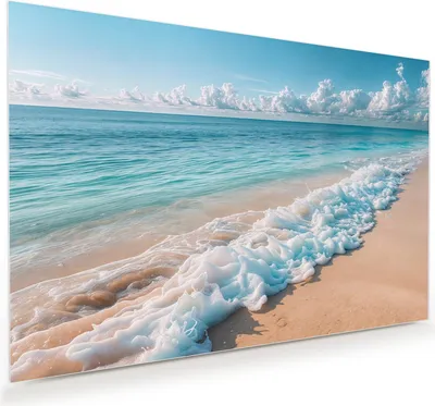 Produktbild von Glasbild 90x60cm in XXL für Wohnzimmer, Schlafzimmer Motiv Strand Surf Wellen