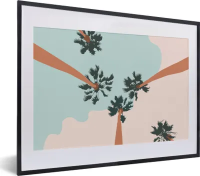 Produktbild von MuchoWow® Gerahmtes Poster Sommer - Palmen - Abstrakt 40x30 cm - Poster mit Schwarzem Bilderrahmen Wandposter Rahmen Foto Bilder - Bilderrahmen - Poster im Rahmen