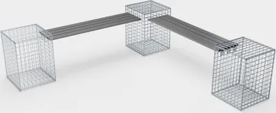 Produktbild von Gartenbank 3 Spiralgabionen - 205 x 60 x 40 cm (L x H x T) MW 5 x 5 cm,  mit Recyclingauflage in anthrazit