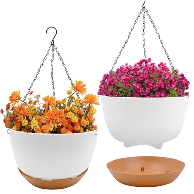 Zdjęcie produktu dla Zestaw 2 wiszących doniczek z otworami drenażowymi, 21 cm