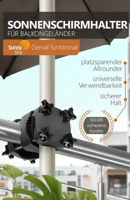 Produktbild von Famanu Parasolhalter für Balkon - kompakt, schwarz, bis 3,5 m
