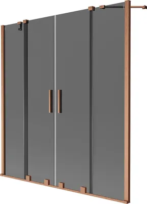 Produktbild von Mexen Velar Duo Badewannen-Duschwand 2-teilig schiebbar 140 x 150 cm, Graphit, gebürstetes Kupfer - 896-140-000-42-65