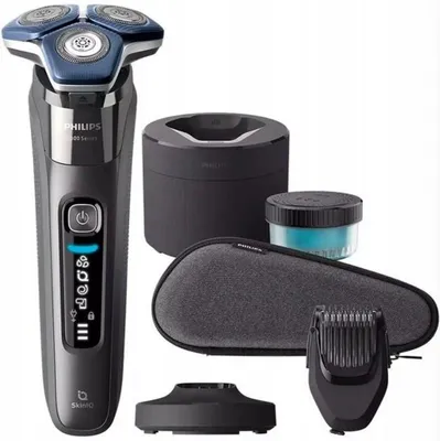 Produktbild von Philips SHAVER Series 7000 S7887/58 Elektrischer Nass- und Trockenrasierer, Rotationstrasierer, Chrom, SteelPrecision blades, LED, GroomTribe; Connects via Bluetooth, SH71