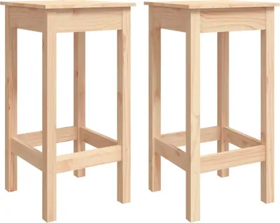 Two wooden bar stools are shown side-by-side against a white background.