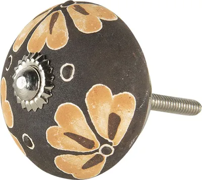 Produktbild von Türknopf Keramik floral dunkelbraun matt 4x6 cm Clayre & Eef
