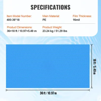 Immagine prodotto di Copertura per piscina - Telo per piscina - Telo solare - Copertura per piscina - Pellicola solare - Blu - 11 x 5,5 metri - Spessore 16 mil