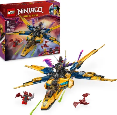 Produktbild von LEGO NINJAGO Ras und Arins Super-Sturmflieger - Spielzeug mit Drohne, Shootern, Klingen und Triebwerken - Inkl. 3 Minifiguren für Ninja Rollenspiele - Bauset  für Jungen und Mädchen ab 8 Jahren 71833