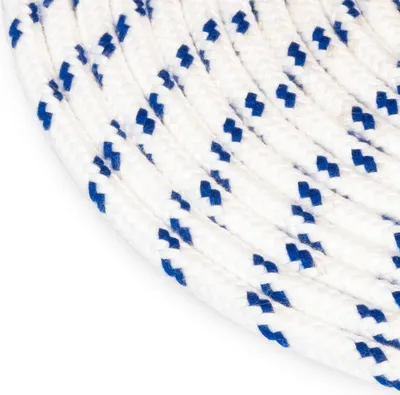 Produktbild von Seiletech.de Polyesterseil | 12mm | 70m | Weiss mit blau Flecken | Schotseil | Kordel | 16-Fach geflochten | guter Griff