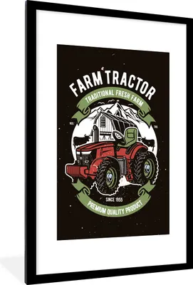 Produktbild von MuchoWow® MuchoWow® Gerahmtes Poster Traktor - Bauernhof - Retro 60x90 cm - Poster mit zchwarzem Bilderrahmen - Dekoration - Wandposter Wohnzimmer - Hochwertig