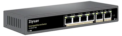 Productafbeelding van 6-poorts 2.5G Ethernet-switch met 4 PoE-poorten, 2 Uplink-poorten, Fanless