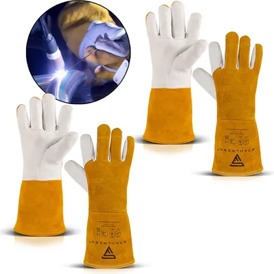Immagine prodotto di STAHLWERK guanti da saldatura set di 2 guanti da lavoro in vera pelle resistenti al calore