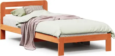 Produktbild von vidaXL Massivholzbett ohne Matratze Wachsbraun 90x190 cm Kiefernholz