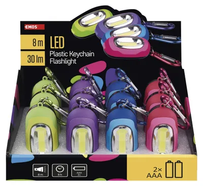 COB LED ruční svítilna P3887, 30 lm, 2x AAA, 12 ks, box