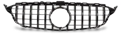 Image de Calandre de style Panamericana GT de rechange pour Mercedes-Benz Classe C W205 C205 S205 (avant le restylage) 2015-2018 (noir brillant)