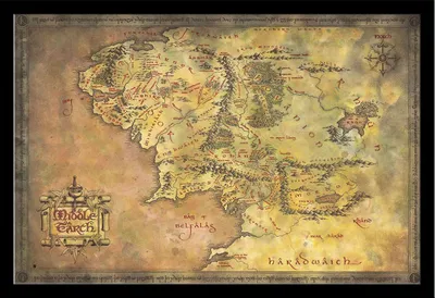 Image de Le Seigneur des Anneaux - Le Milieu de la Terre - Poster Druck - Größe 91,5x61 cm MDF-Rahmen schwarz