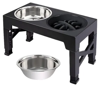 Imagen del producto de Comedero y bebedero para perros, ajustable en 5 alturas