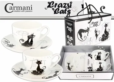 Immagine prodotto di Set di 2 tazze con piattini - Mondo dei gatti (CARMANI)