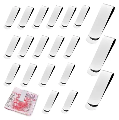 Produktbild von 20 Stück Geldklammer, Geldscheinklammer Edelstahl, Metall Bargeldklammer, Edelstahl, Schmale Bargeldklammer, für Männer Frauen, Rechnung, Visitenkarte