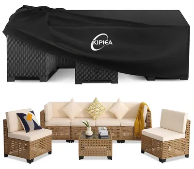 Image de Housse de protection pour meubles de jardin, imperméable, rectangulaire, en Oxford 420D, dimensions : 234 x 107 x 71 cm
