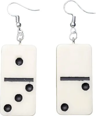 Produktbild von Domino Ohrringe Miniblings Hänger Miniatur Spielstein Dominostein Spielzeug weiß