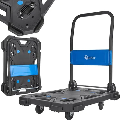 Immagine prodotto di Carrello piattaforma a mano multifunzione, carrello trasformabile-convertibile, professionale, carrello industriale portatutto, portapacchi, in PP ePoliuretanoe acciaio di alta qualità, capacità 150 kg, portatile pieghevole con ruote girevoli, Geko