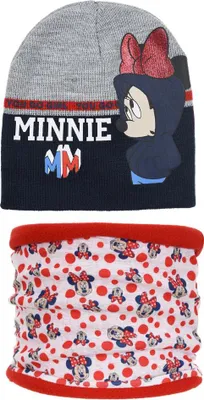 Produktbild von Disney Minnie Maus 2teiliges Set Kinder Herbst Wintermütze plus Loop – Grau / 52