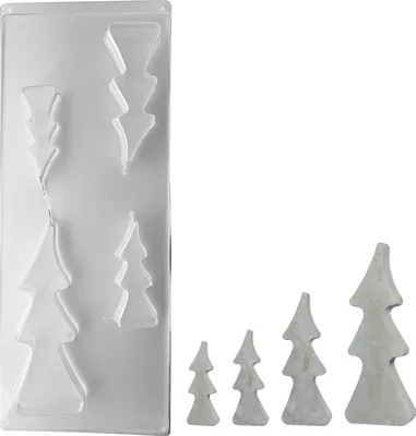 Produktbild von Rayher PET Gießform Tannenbaum, Tiefe bis 3cm 8-16cm, Tiefe 3cm - 4 Bäume