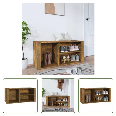 Produktbild von The Living Store Schuhregal Räuchereiche 100x35x45 cm Holzwerkstoff
