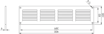 Productafbeelding van Ventilatierooster Wit Staal 400x100mm met Insectengaas