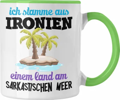 Produktbild von Trendation - Ich Stamme Aus Ironien Tasse Geschenk WItzig Fun Funny Spruch Humor Sarkasmus Arbeitskollegin (Grün)