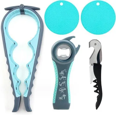 Produktbild von Famanu Deckelöffner Set - 5-in-1 Flaschenöffner und Dosenöffner mit Antirutschgriff