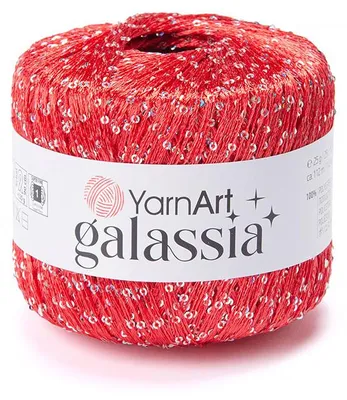 Produktbild von YarnArt Galassia Paillettengarn 5801 Rot-Silber 25g 112m