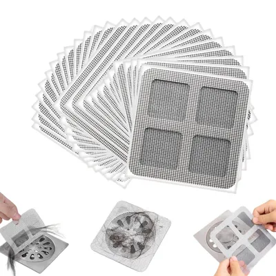 Immagine prodotto di 100 set di filtri per scarichi, filtri per capelli, filtri per doccia, filtri per lavandini, griglie da 10x10 cm, adesivi