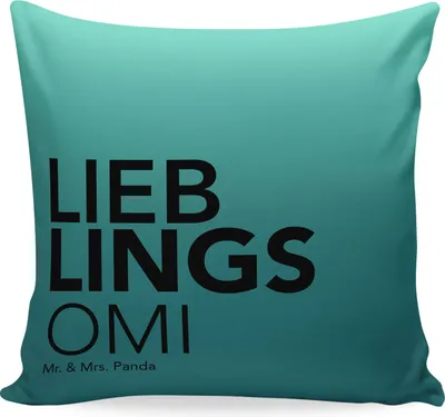 Produktbild von Mr. & Mrs. Panda Deko Kissen Omi - Aquarellblau - Geschenk, Geschenkidee, Spruch, Kuschelkissen, Omma, 40x40, Enkelin, Sofakissen, Großmama, Kuschel, Zierkissen, Oma