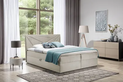 Produktbild von Boxspringbett 140x200 IVANA 5 – Beige + GRATIS Topper