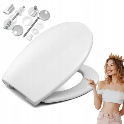 Produktbild von WC Sitz - Toilettensitz - Oval - 44 X 36 Cm - Antibakteriell - Duroplast - Soft-close Mechanismus - Toilettendeckel