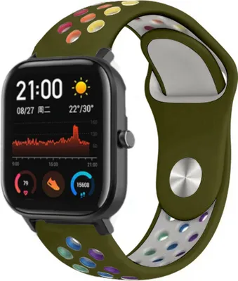 Produktbild von Strap-it Xiaomi Amazfit GTS Sportarmband (Buntes Armeegrün)