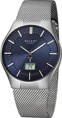 Produktbild von Regent Metall Herren Uhr Armbanduhr Quarz silber Funkuhren D2URFR274
